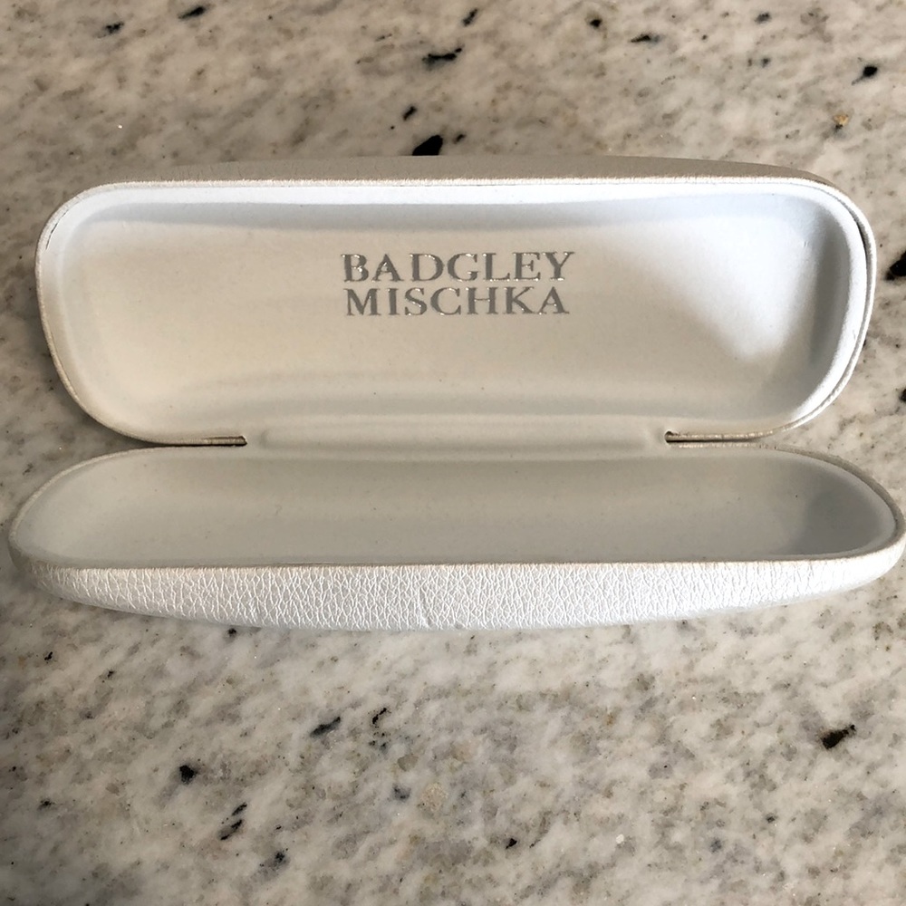 Badgley Mischka cream white eye glass case